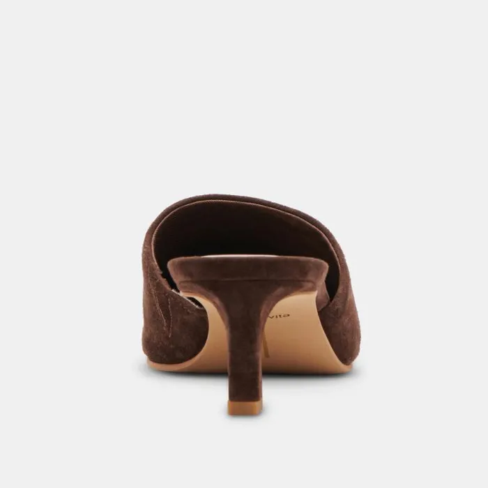 Dolce Vita Lexy Heels Dk Brown Suede Women Mules and Clogs