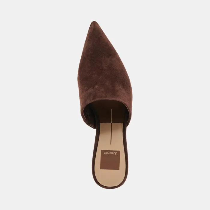 Dolce Vita Lexy Heels Dk Brown Suede Women Mules and Clogs