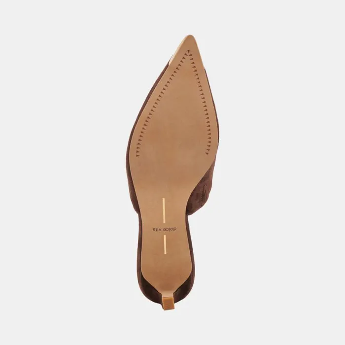 Dolce Vita Lexy Heels Dk Brown Suede Women Mules and Clogs