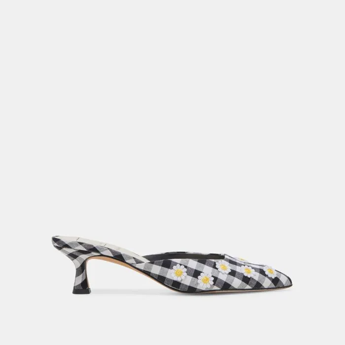 Dolce Vita Lilou Heels Black White Gingham Women Heels