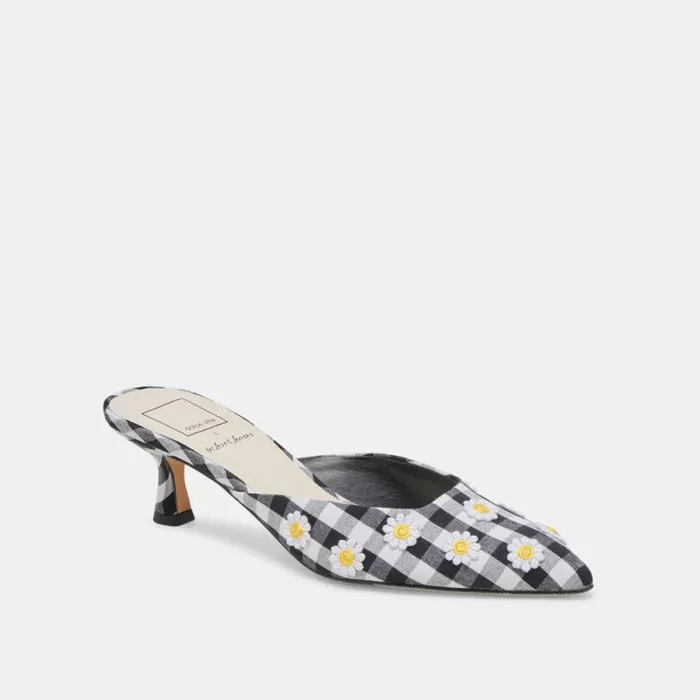 Dolce Vita Lilou Heels Black White Gingham Women Heels