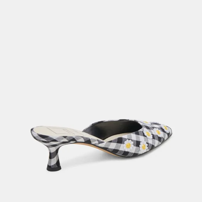 Dolce Vita Lilou Heels Black White Gingham Women Heels