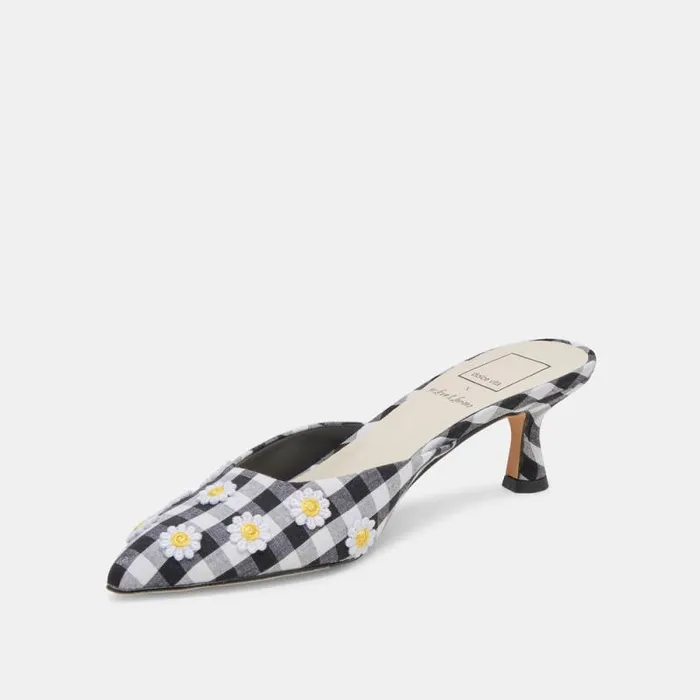 Dolce Vita Lilou Heels Black White Gingham Women Heels