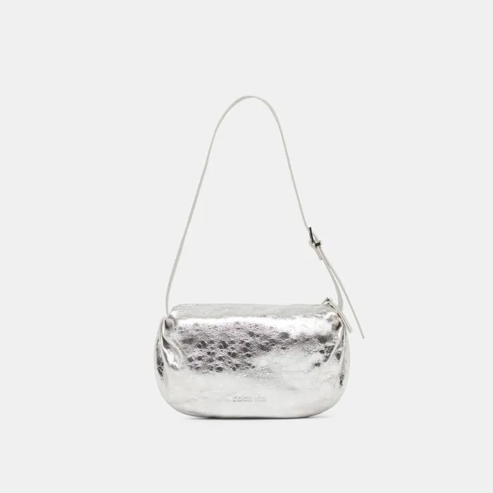 Dolce Vita Livi Shoulder Bag Silver Distressed Leather Women Handbags
