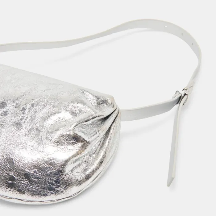 Dolce Vita Livi Shoulder Bag Silver Distressed Leather Women Handbags