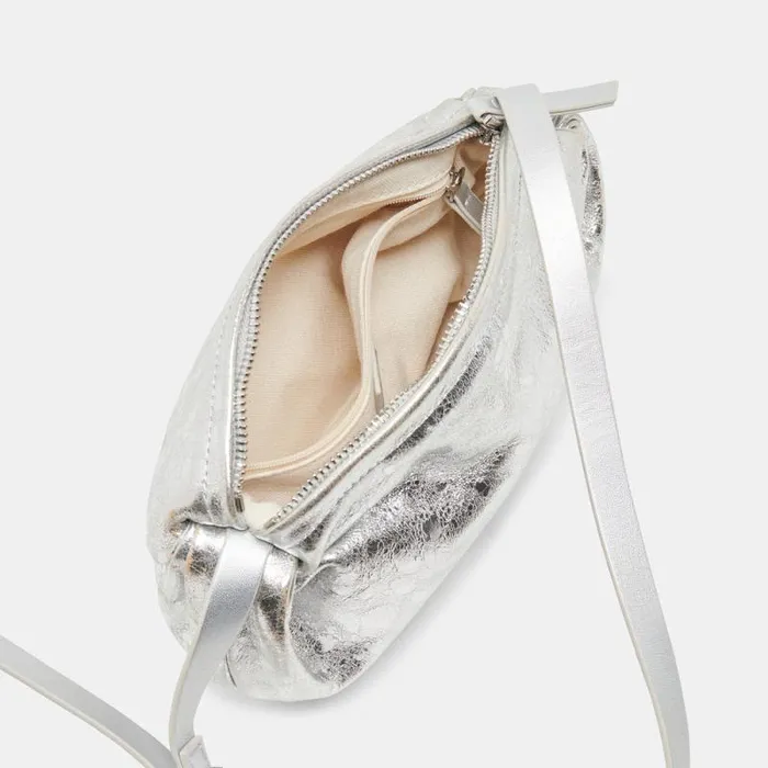 Dolce Vita Livi Shoulder Bag Silver Distressed Leather Women Handbags