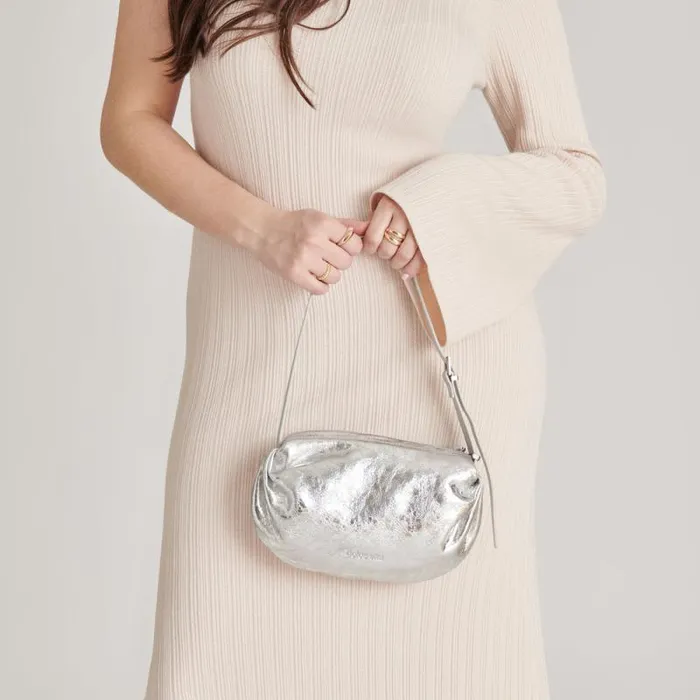 Dolce Vita Livi Shoulder Bag Silver Distressed Leather Women Handbags