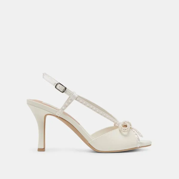 Dolce Vita Lonny Pearl Heels White Satin Women Heels