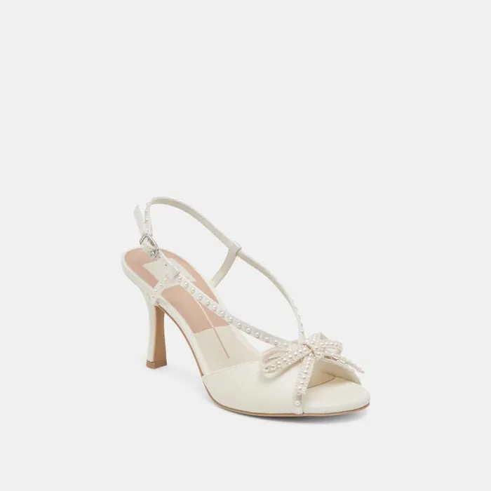 Dolce Vita Lonny Pearl Heels White Satin Women Heels