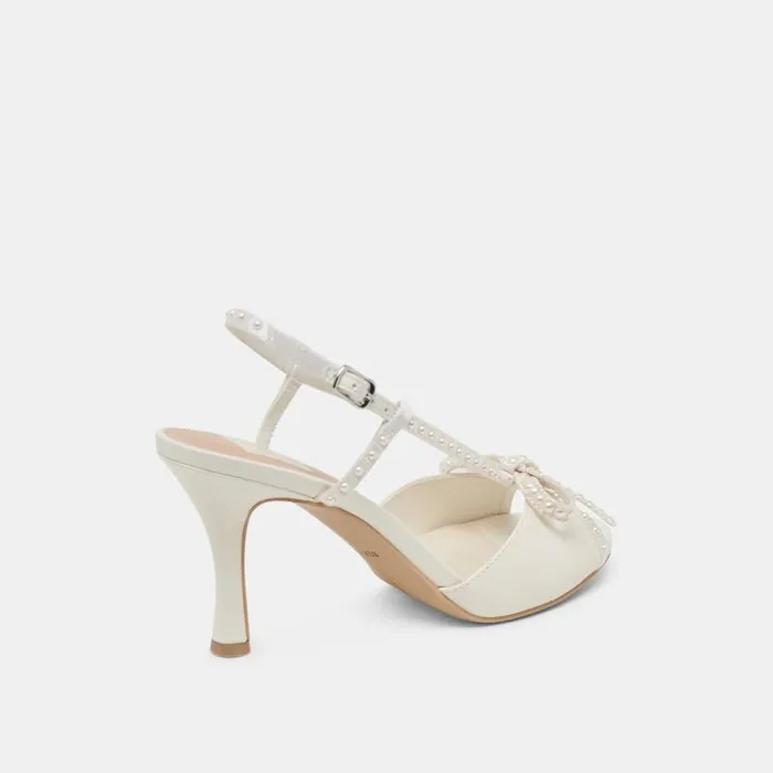 Dolce Vita Lonny Pearl Heels White Satin Women Heels