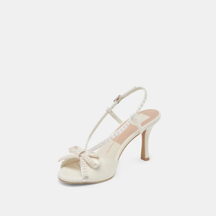 Dolce Vita Lonny Pearl Heels White Satin Women Heels