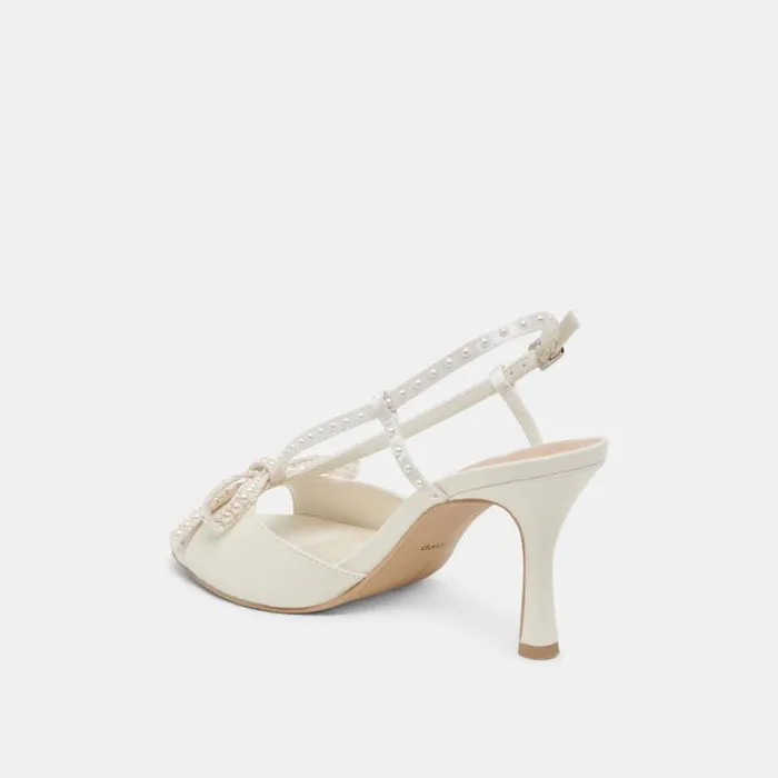 Dolce Vita Lonny Pearl Heels White Satin Women Heels