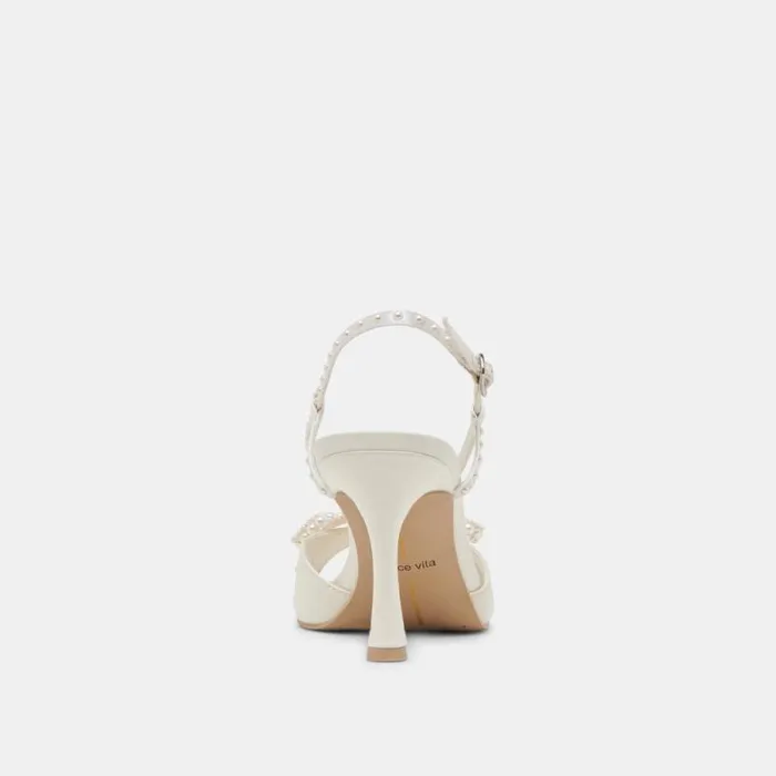 Dolce Vita Lonny Pearl Heels White Satin Women Heels