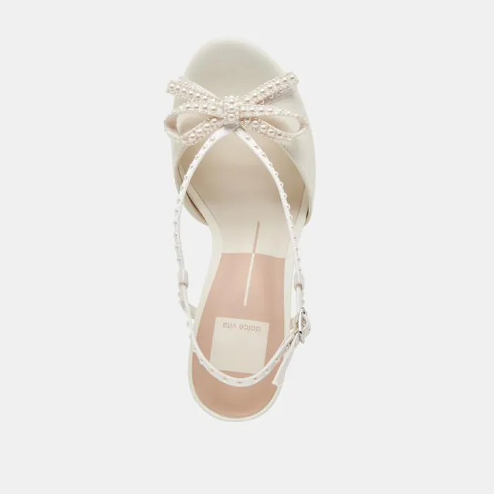Dolce Vita Lonny Pearl Heels White Satin Women Heels