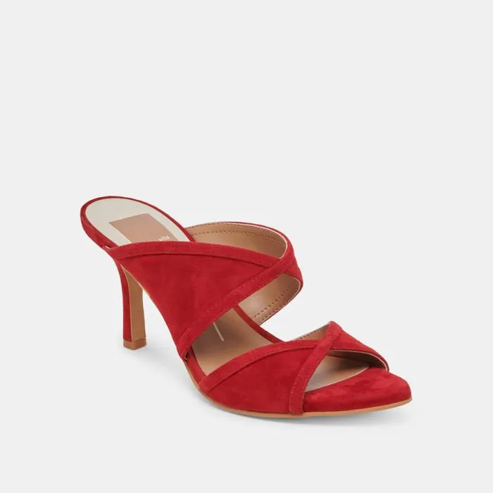 Dolce Vita Mandel Heels Crimson Suede Women Heels