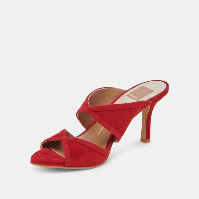 Dolce Vita Mandel Heels Crimson Suede Women Heels