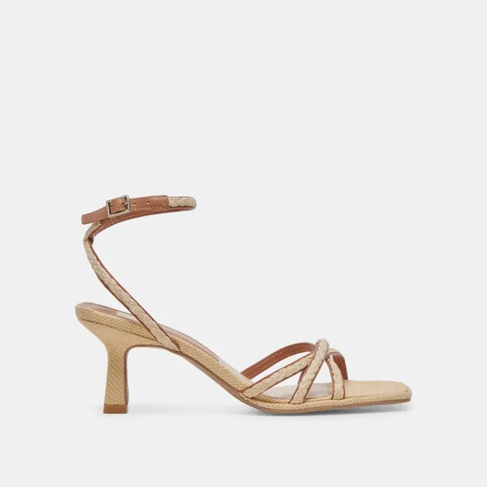 Dolce Vita Manji Braid Heels Brown Natural Jute Women Heels