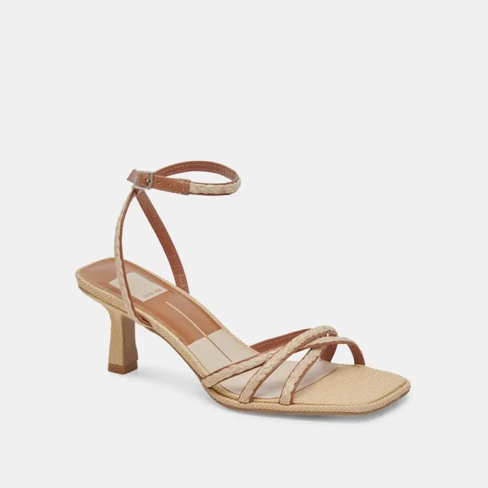 Dolce Vita Manji Braid Heels Brown Natural Jute Women Heels