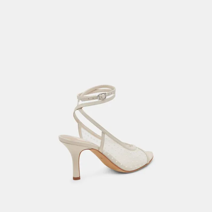 Dolce Vita Missy Pearl Heels Ivory Mesh Women Heels