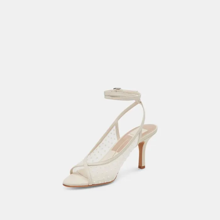 Dolce Vita Missy Pearl Heels Ivory Mesh Women Heels