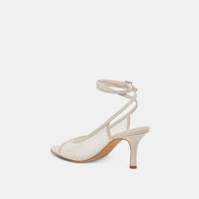 Dolce Vita Missy Pearl Heels Ivory Mesh Women Heels
