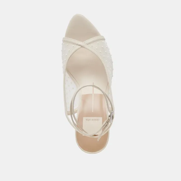 Dolce Vita Missy Pearl Heels Ivory Mesh Women Heels