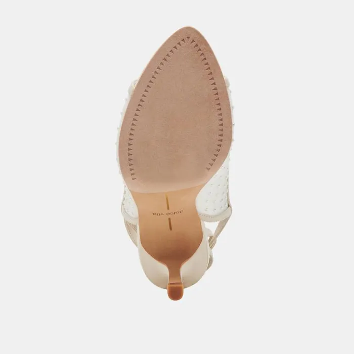 Dolce Vita Missy Pearl Heels Ivory Mesh Women Heels