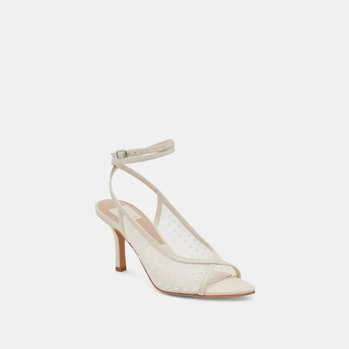 Dolce Vita Missy Pearl Heels Ivory Mesh Women Heels