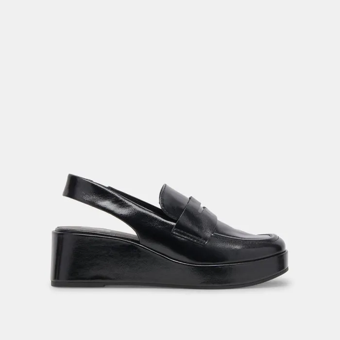Dolce Vita Nada Loafers Midnight Crinkle Patent Women Wedges