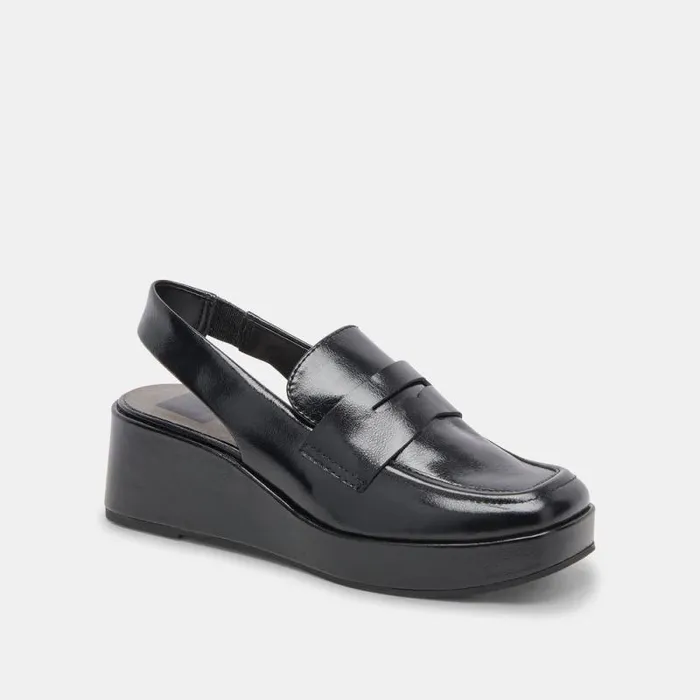 Dolce Vita Nada Loafers Midnight Crinkle Patent Women Wedges