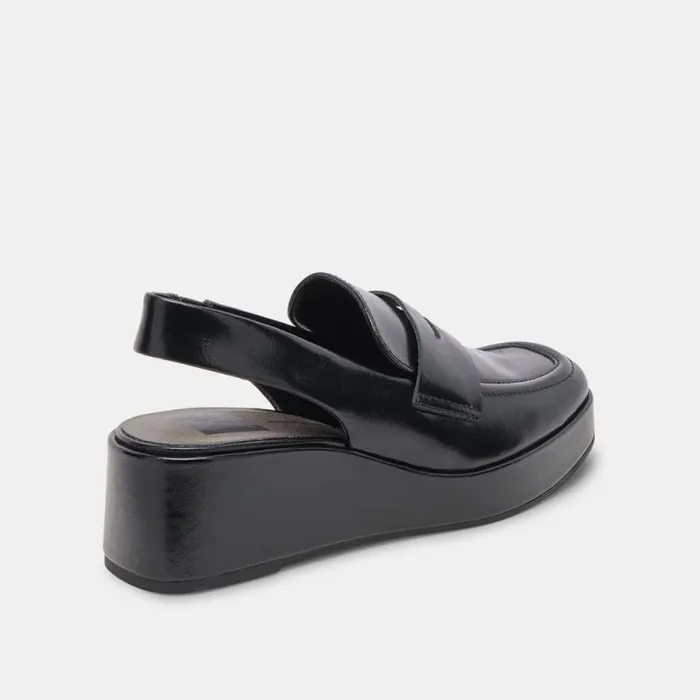 Dolce Vita Nada Loafers Midnight Crinkle Patent Women Wedges