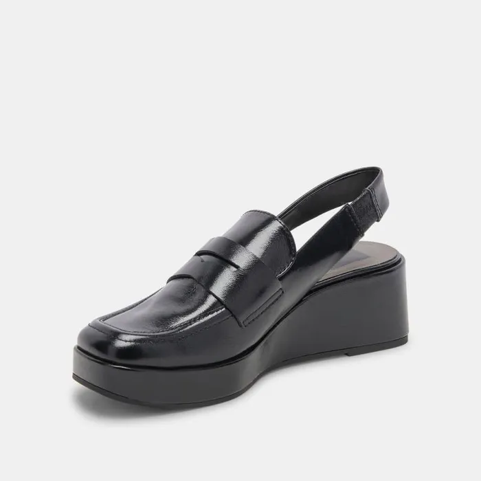 Dolce Vita Nada Loafers Midnight Crinkle Patent Women Wedges