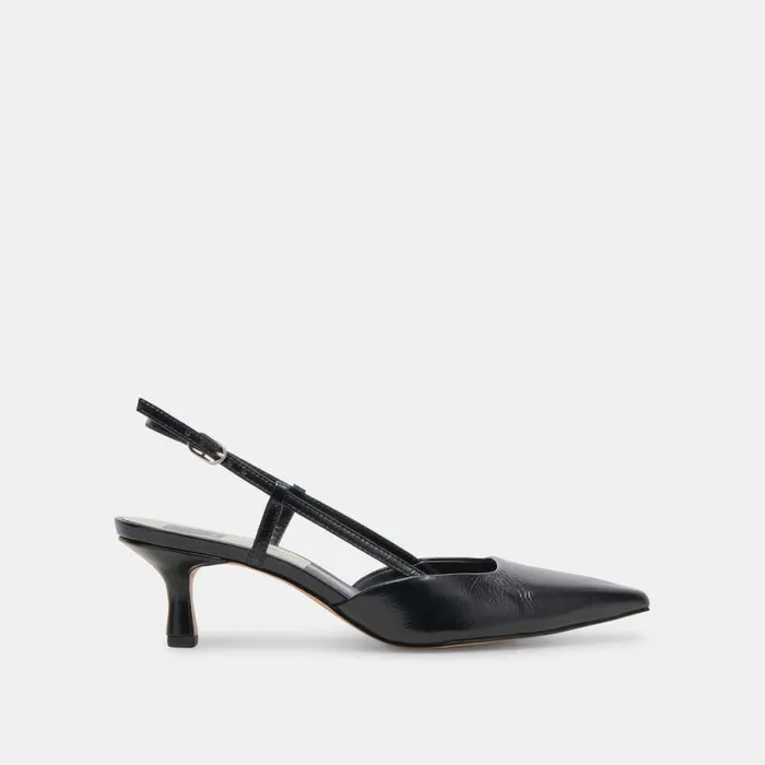 Dolce Vita Odela Wide Heels Midnight Crinkle Patent Women Heels