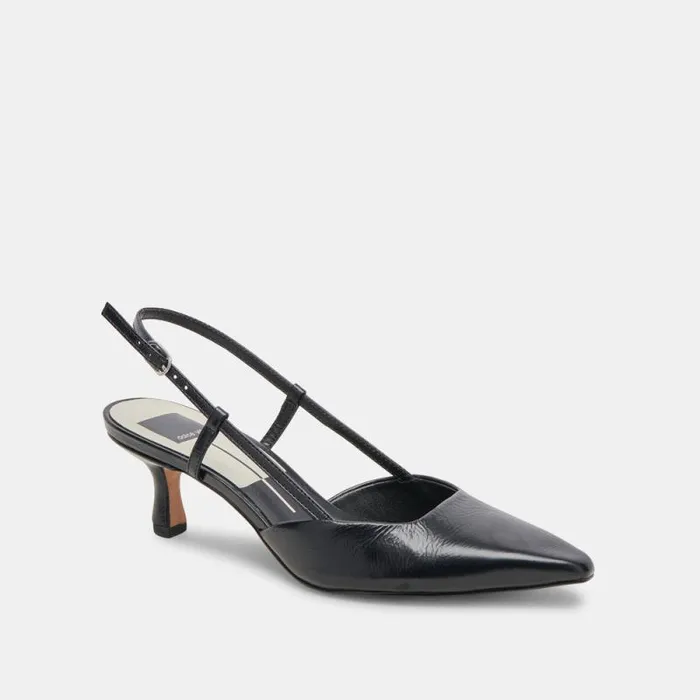 Dolce Vita Odela Wide Heels Midnight Crinkle Patent Women Heels