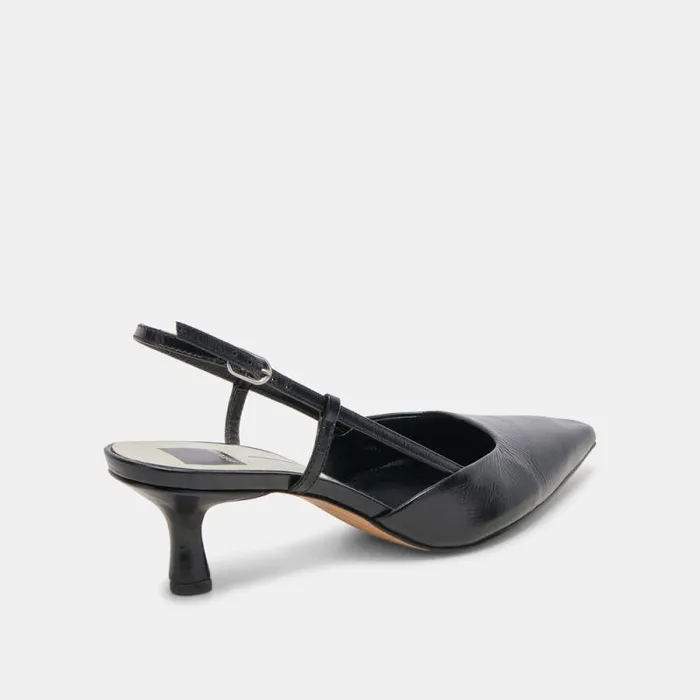 Dolce Vita Odela Wide Heels Midnight Crinkle Patent Women Heels