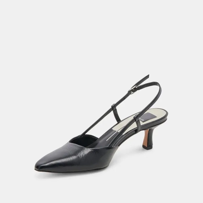 Dolce Vita Odela Wide Heels Midnight Crinkle Patent Women Heels