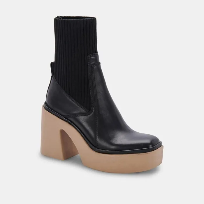 Dolce Vita Odina Boots Black Leather Women Boots and Booties