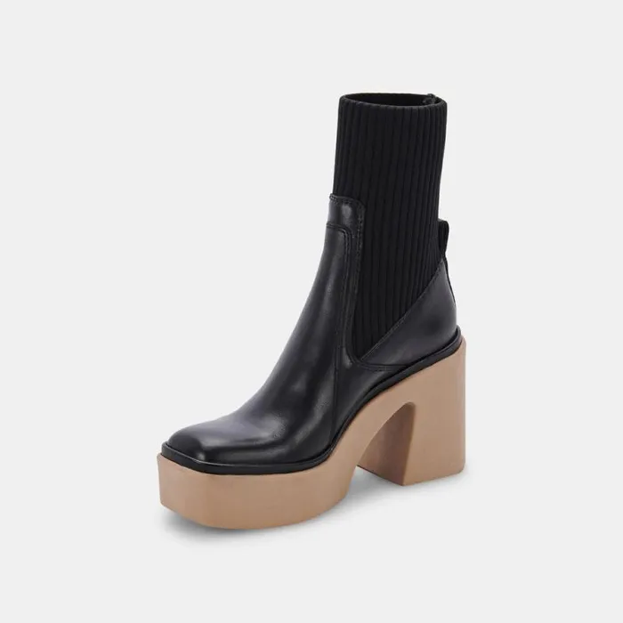 Dolce Vita Odina Boots Black Leather Women Boots and Booties