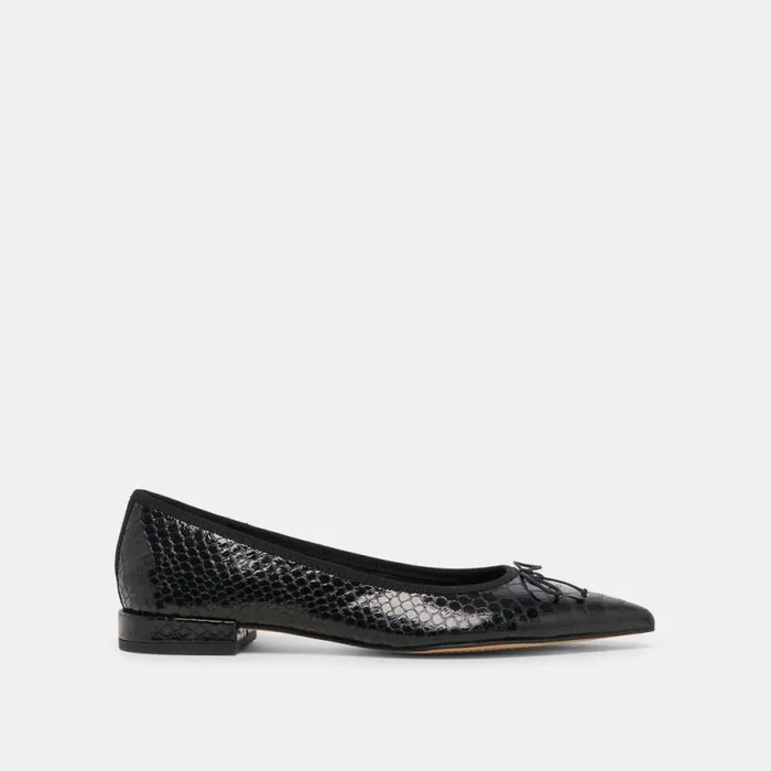 Dolce Vita Palani Ballet Flats Midnight Snake Embossed Women Flats and Loafers Dolce Vita Palani Ballet Flats Midnight Snake Embossed Women Flats and Loafers