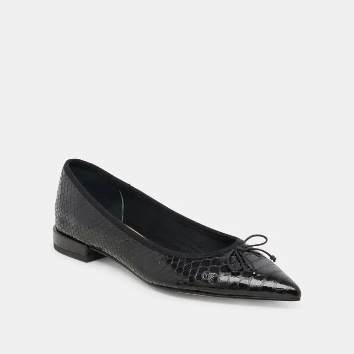Dolce Vita Palani Ballet Flats Midnight Snake Embossed Women Flats and Loafers