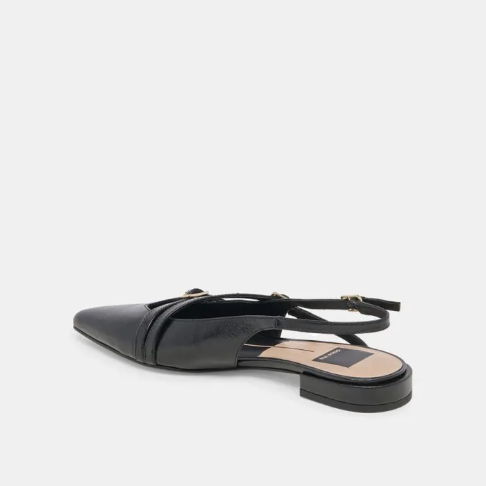 Dolce Vita Pamla Flats Black Crinkle Patent Women Flats and Loafers