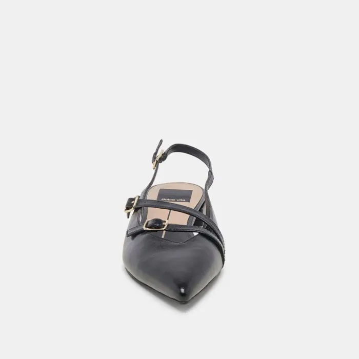 Dolce Vita Pamla Flats Black Crinkle Patent Women Flats and Loafers