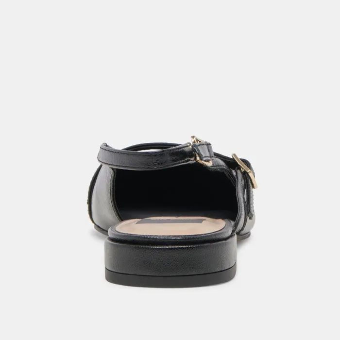 Dolce Vita Pamla Flats Black Crinkle Patent Women Flats and Loafers