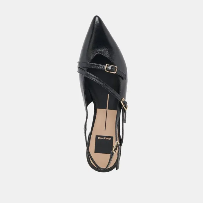 Dolce Vita Pamla Flats Black Crinkle Patent Women Flats and Loafers