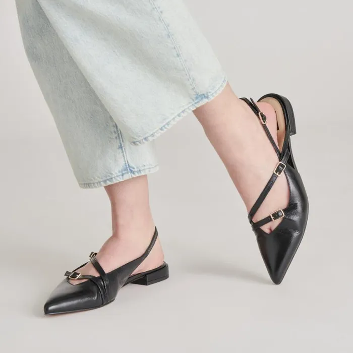 Dolce Vita Pamla Flats Black Crinkle Patent Women Flats and Loafers