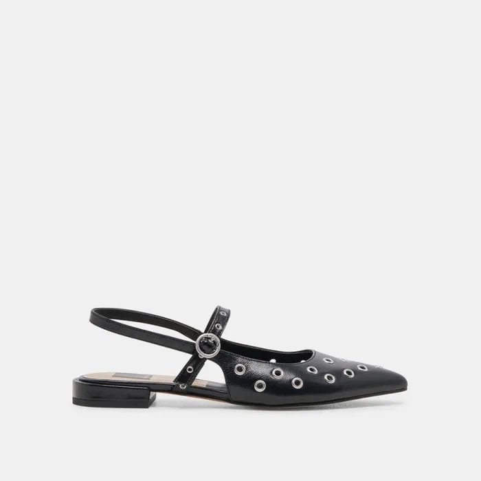 Dolce Vita Penney Stud Flats Midnight Crinkle Patent Women Flats and Loafers