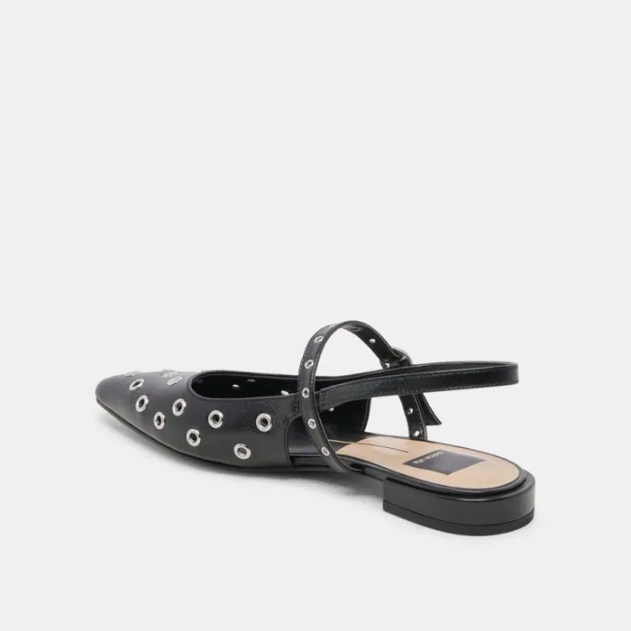 Dolce Vita Penney Stud Flats Midnight Crinkle Patent Women Flats and Loafers