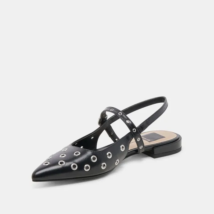 Dolce Vita Penney Stud Flats Midnight Crinkle Patent Women Flats and Loafers