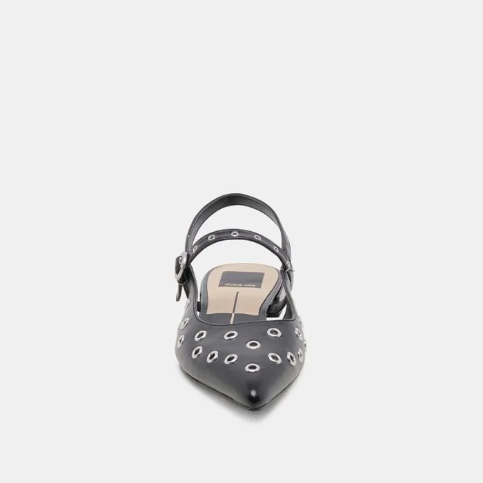 Dolce Vita Penney Stud Flats Midnight Crinkle Patent Women Flats and Loafers