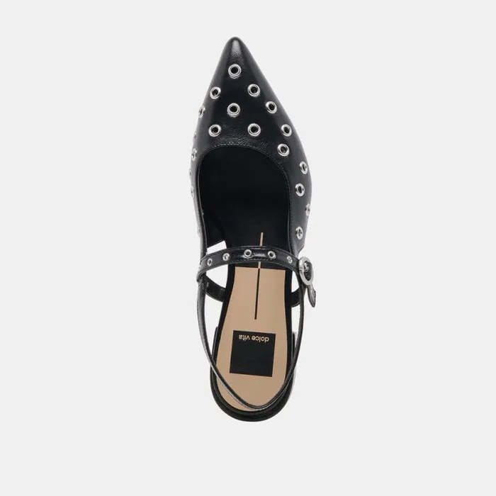 Dolce Vita Penney Stud Flats Midnight Crinkle Patent Women Flats and Loafers